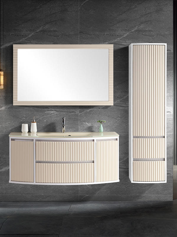 Juego de mueble de baño colgante de pared blanco de 120 cm, cuenco individual con orificio de desbordamiento