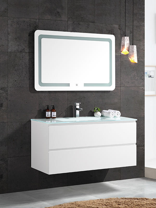 Juego de mueble de baño suspendido en la pared blanco de 120 cm, cuenco individual
