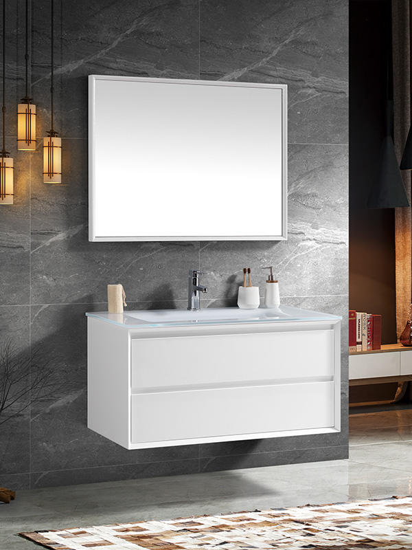 Conjunto de mueble de baño colgante de pared blanco de alto brillo elegante moderno de 120 CM