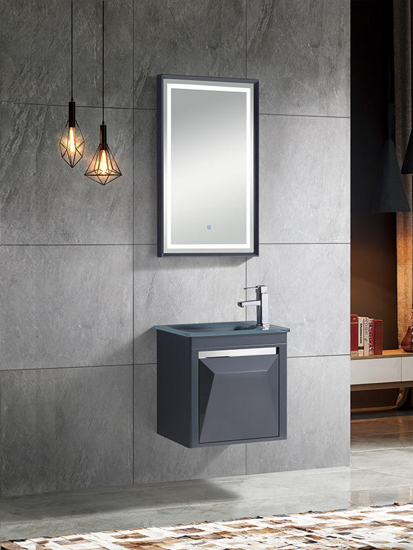 81CM Moderno, elegante, alto brillo, gris oscuro, colgado en la pared, juego de mueble de baño