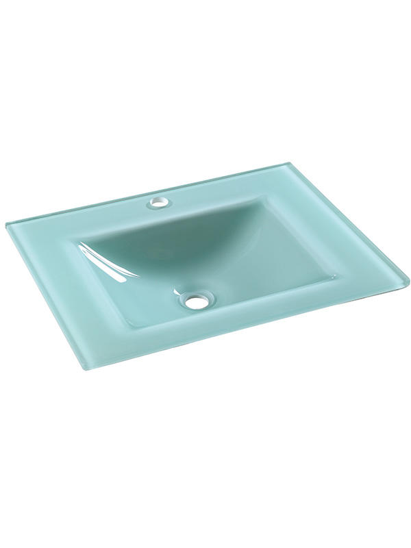 Lavabos de baño con encimera de vidrio azul de 81 cm
