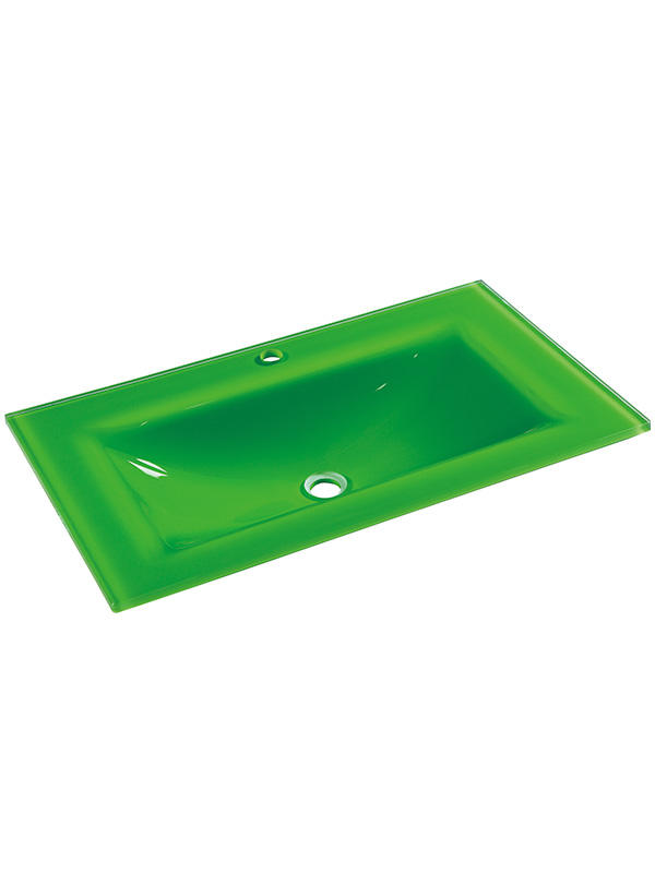 Lavabos de baño de lavabo de vidrio extra claro verde de 81 cm