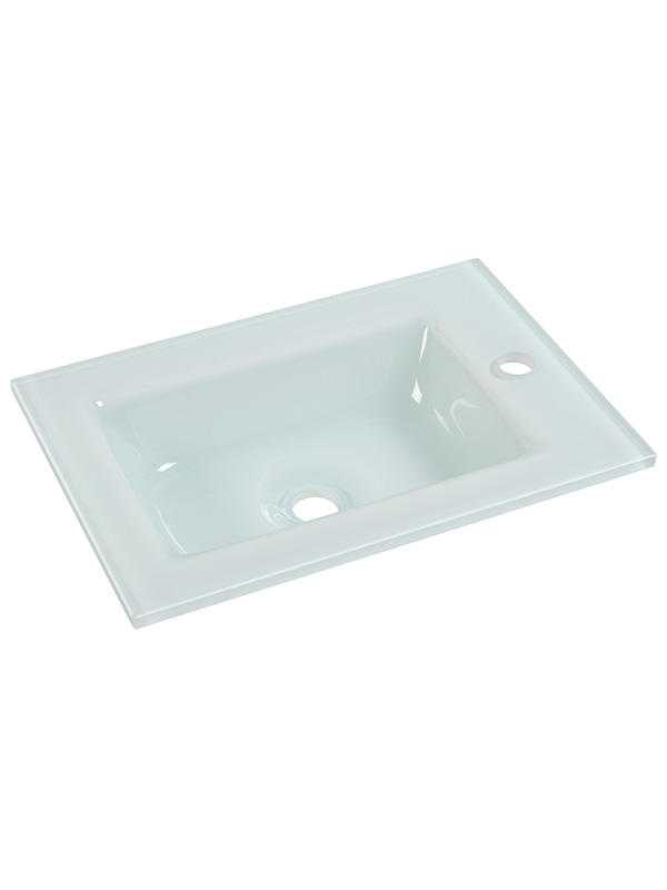 Lavabos de baño de 50 cm de vidrio extra claro de vidrio blanco lavabo de encimera
