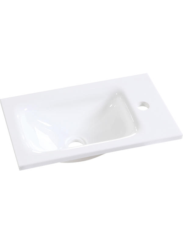 Lavabos de baño de lavabo de vidrio pequeño de piedra Phoenix blanca pura de 43 cm