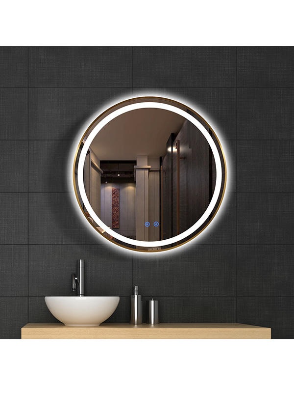 Espejo de baño LED redondo con control inteligente con luz