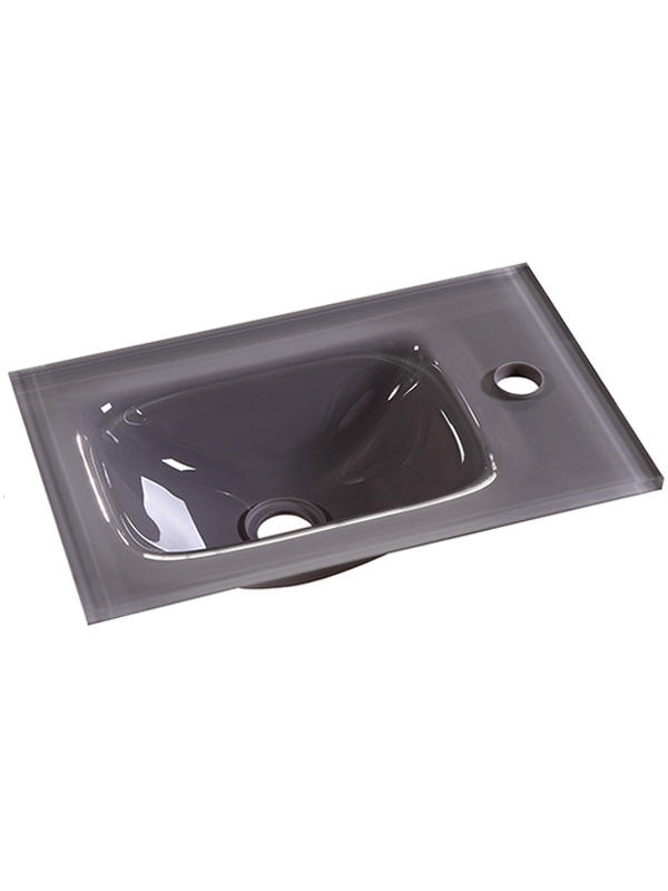 Lavabos de baño de lavabo de vidrio pequeño gris claro de 43 cm