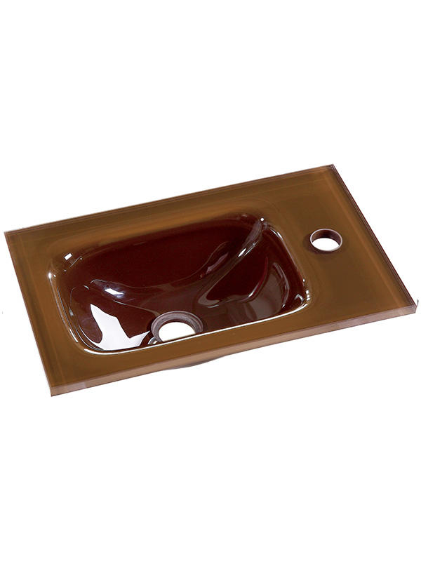 Lavabos de baño de lavabo de vidrio pequeño marrón de 43 cm