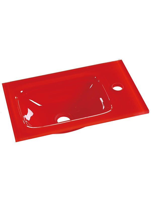 Lavabos de baño de lavabo de vidrio pequeño rojo de 43 cm