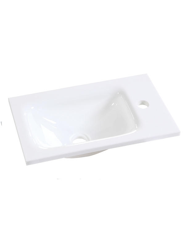 Lavabos de baño de lavabo de vidrio pequeño blanco puro de 43 cm