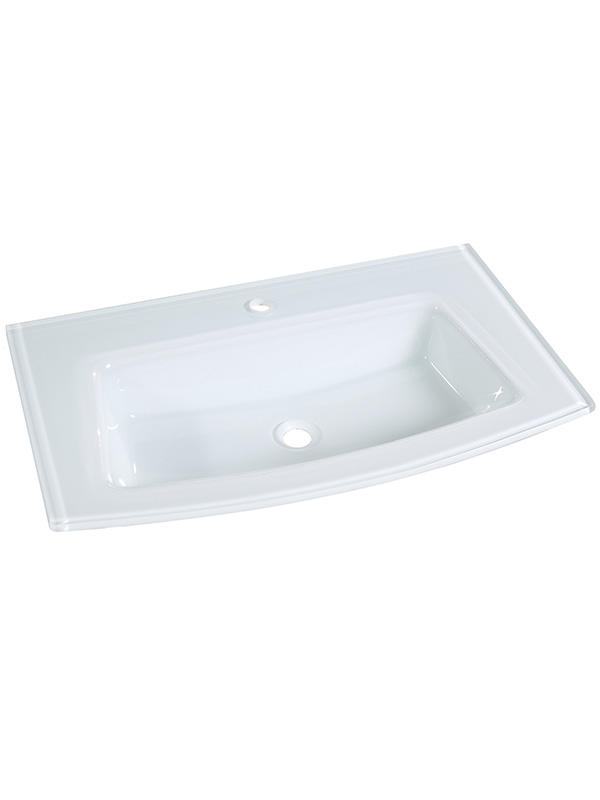Lavabo encimera de cristal curvo blanco de cristal extra claro de 81cm Lavabos de baño